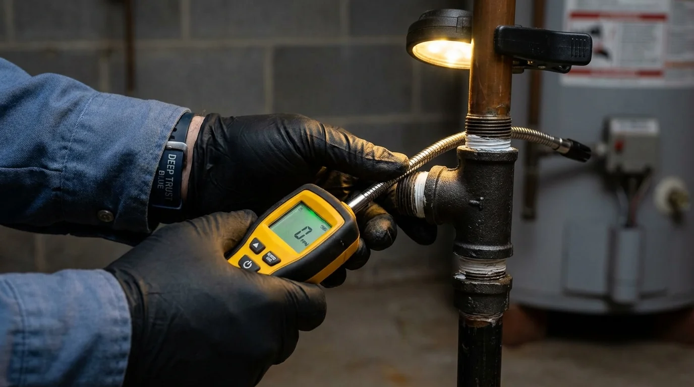 Gas leak detection with electronic sniffer by Johns Plumbing LLC in Dutch Harbor